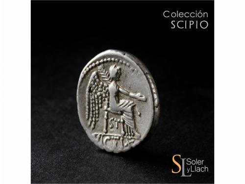 REPÚBLICA ROMANA. Denario. 89 a.C. PORCIA. M. Porcius Cato. 