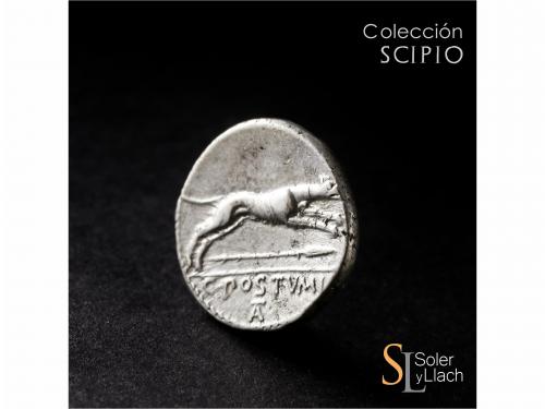 REPÚBLICA ROMANA. Denario. 74 a.C. POSTUMIA. C. Postumius At