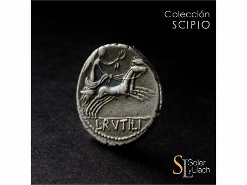 REPÚBLICA ROMANA. Denario. 77 a.C. RUTILIA. L. Rutilius Flac