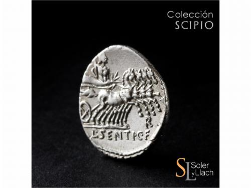 REPÚBLICA ROMANA. Denario. 101 a.C. SENTIA. Lucius Sentius C