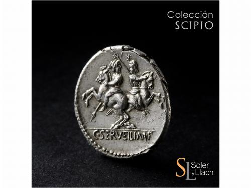 REPÚBLICA ROMANA. Denario. 136 a.C. SERVILIA. C. Serveilius 