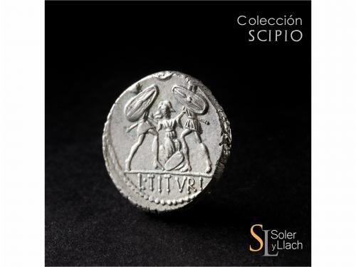 REPÚBLICA ROMANA. Denario. 89 a.C. TITURIA. L. Titurius L.f.