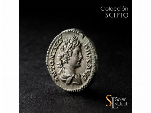 IMPERIO ROMANO. Denario. Acuñada el 201-210 d.C. CARACALLA. 