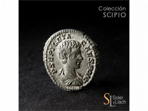 IMPERIO ROMANO. Denario. Acuñada el 199-202 d.C. GETA. Anv.: