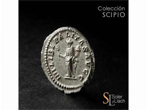 IMPERIO ROMANO. Denario. Acuñada el 201-210 d.C. SEPTIMIO SE