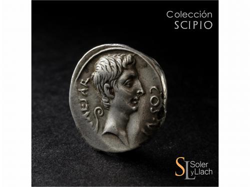 IMPERIO ROMANO. Denario. Acuñada el 28 a.C. OCTAVIO. Anv.: C