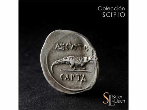 IMPERIO ROMANO. Denario. Acuñada el 28 a.C. OCTAVIO. Anv.: C