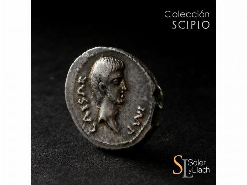 IMPERIO ROMANO. Denario. Acuñada el 40-39 a.C. OCTAVIO Y MAR