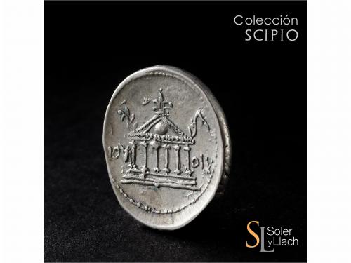 IMPERIO ROMANO. Denario. Acuñada el 21 a.C. AUGUSTO. PELOPON