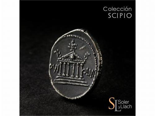 IMPERIO ROMANO. Denario. Acuñada el 21 a.C. AUGUSTO. PELOPON