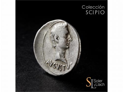 IMPERIO ROMANO. Denario. Acuñada el 19-18 a.C. AUGUSTO. PERG