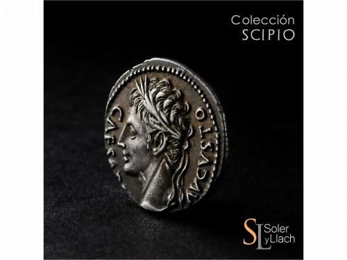 IMPERIO ROMANO. Denario. Acuñada el 18 a.C. AUGUSTO. COLONIA