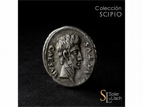 IMPERIO ROMANO. Denario. Acuñada el 19 a.C. AUGUSTO. L. Aqui