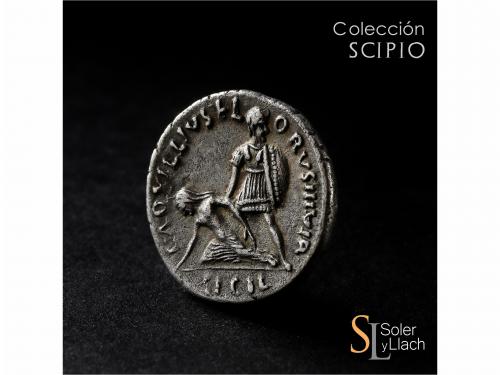 IMPERIO ROMANO. Denario. Acuñada el 19 a.C. AUGUSTO. L. Aqui