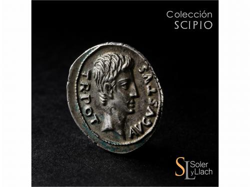 IMPERIO ROMANO. Denario. Acuñada el 17 a.C. AUGUSTO. P. Lici