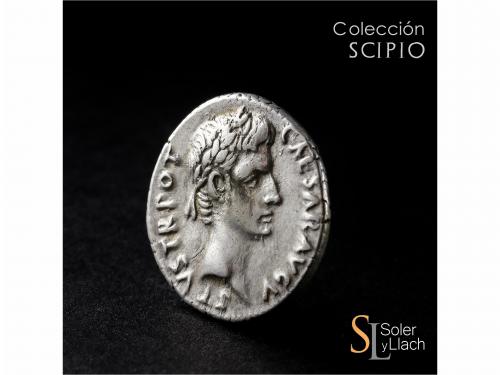 IMPERIO ROMANO. Denario. Acuñada el 16 a.C. AUGUSTO. L. Mesc