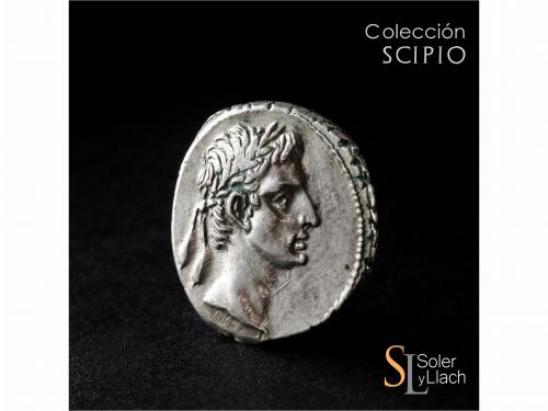 IMPERIO ROMANO. Denario. Acuñada el 16 a.C. AUGUSTO. L. Mesc