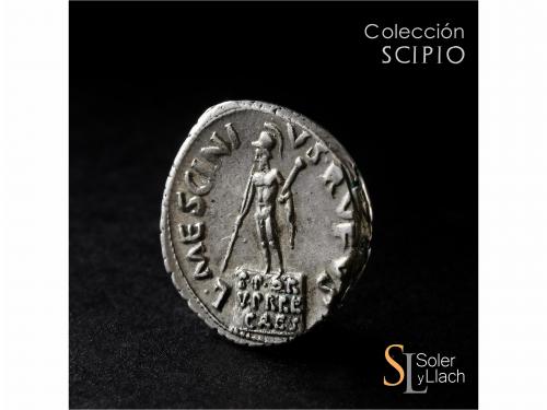 IMPERIO ROMANO. Denario. Acuñada el 16 a.C. AUGUSTO. L. Mesc