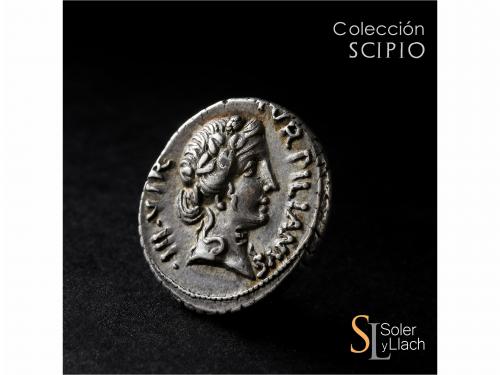 IMPERIO ROMANO. Denario. Acuñada el 19 a.C. AUGUSTO. P. Petr