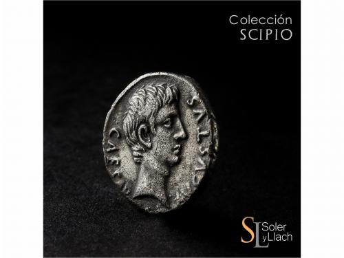 IMPERIO ROMANO. Denario. Acuñada el 18 a.C. AUGUSTO. P. Petr