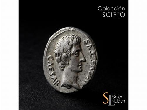 IMPERIO ROMANO. Denario. Acuñada el 18 a.C. AUGUSTO. P. Petr