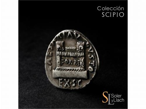 IMPERIO ROMANO. Denario. Acuñada el 19 a.C. AUGUSTO. Q. Rust