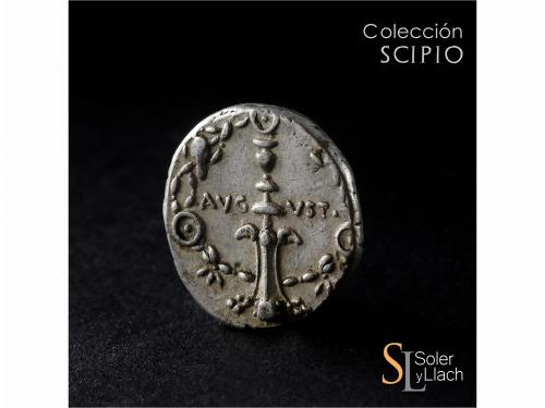 IMPERIO ROMANO. Denario. Acuñada el 17 a.C. CAYO CÉSAR. Anv.