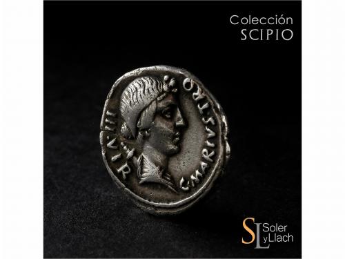 IMPERIO ROMANO. Denario. Acuñada el 13 a.C. JULIA y AUGUSTO.