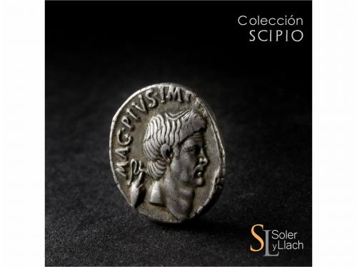 IMPERIO ROMANO. Denario. Acuñada el 42-40 a.C. POMPEYO EL GR