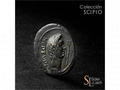 IMPERIO ROMANO. Denario. Acuñada el 44-43 a.C. POMPEYO EL GR