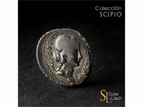 IMPERIO ROMANO. Denario. Acuñada el 46 a.C. JULIO CÉSAR. Aul