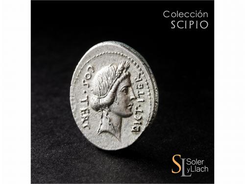 IMPERIO ROMANO. Denario. Acuñada el 46 a.C. JULIO CÉSAR. ÁFR