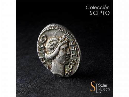 IMPERIO ROMANO. Denario. Acuñada el 46 a.C. JULIO CÉSAR. ÁFR