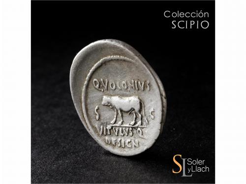 IMPERIO ROMANO. Denario. Acuñada el 40 a.C. JULIO CÉSAR. Qui