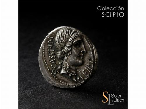 IMPERIO ROMANO. Denario. Acuñada el 43-42 a.C. CASIO. P. Cor