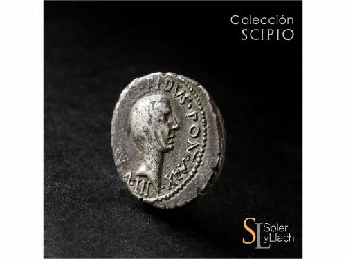 IMPERIO ROMANO. Denario. Acuñada el 42 a.C. LÉPIDO y OCTAVIO