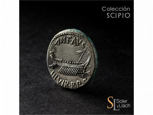 IMPERIO ROMANO. Denario. Acuñada el 32-31 a.C. MARCO ANTONIO