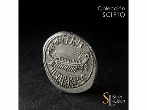 IMPERIO ROMANO. Denario. Acuñada el 32-31 a.C. MARCO ANTONIO