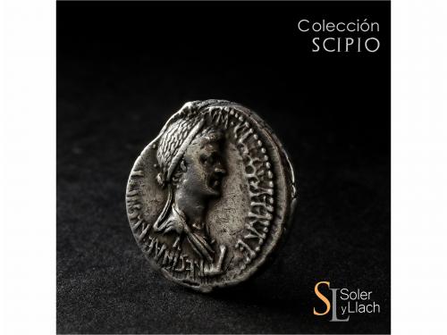 IMPERIO ROMANO. Denario. Acuñada el 32 a.C. CLEOPATRA y MARC