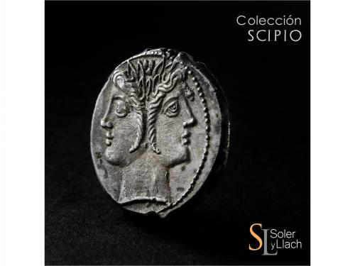 REPÚBLICA ROMANA. Didracma o Quadrigato. Acuñada el 214-212 