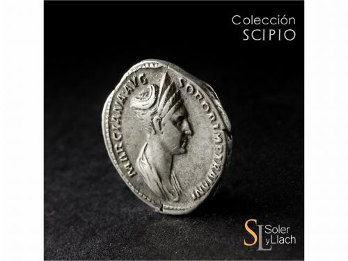 IMPERIO ROMANO. Denario. Acuñada el 114 d.C. MARCIANA. Anv.: