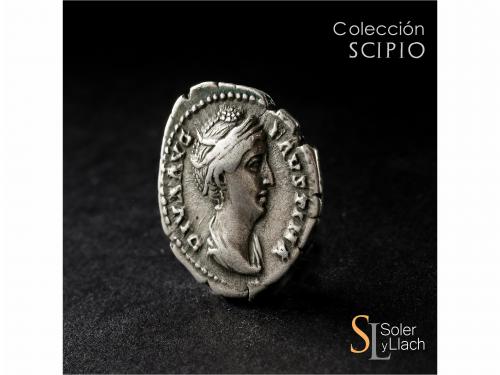 IMPERIO ROMANO. Denario. Acuñada el 141 d.C. FAUSTINA MADRE.