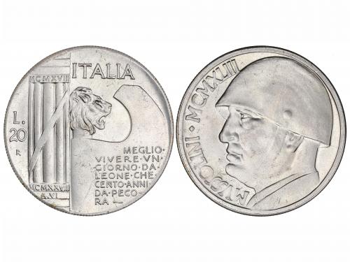 ITALIA. 20 Liras. 1943. 16,08 grs. AR. Mussolini. Bruce-X-20