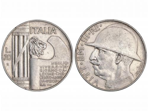 ITALIA. 20 Liras. 1928-R. VÍCTOR MANUEL III. 19,85 grs. AR. 