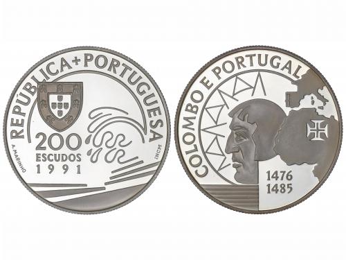 PORTUGAL. 200 Escudos. 1991. 26,46 grs. AR. Colón. Tirada 15