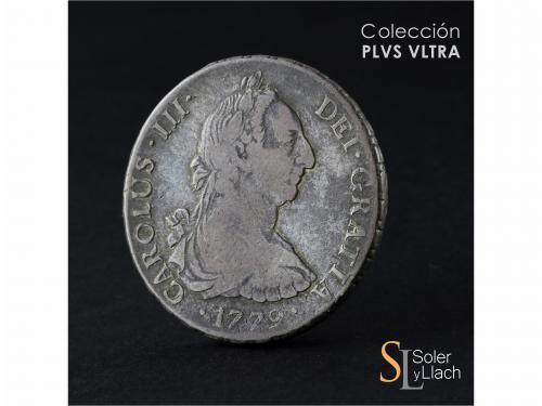 CARLOS III. 8 Reales. 1779. SANTIAGO. D.A. 26,75 grs. Pátina