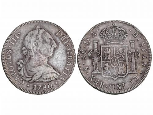 CARLOS III. 8 Reales. 1780. SANTIAGO. D.A. 26,8 grs. Pátina.