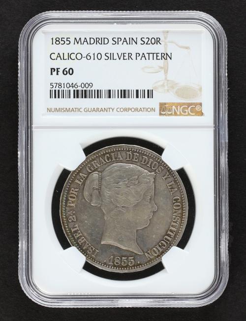 ISABEL II. 20 Reales. 1855. MADRID. 25,84 grs. En marzo de 2