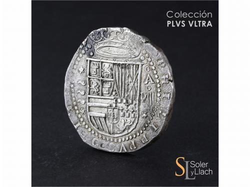 FELIPE II. 8 Reales. S/F. VALLADOLID. A. Anv.: Tres girones 