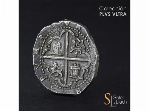 FELIPE II. 8 Reales. S/F. VALLADOLID. A. Anv.: Tres girones 